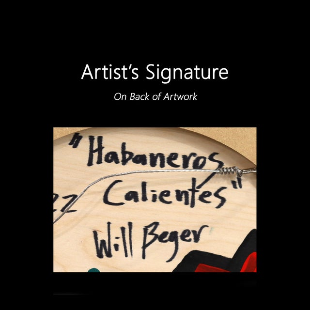 Habaneros Calientes - Original Round Pepper Still Life Acrylic Painting on Panel by Will Beger For Sale - Image 9 of 9