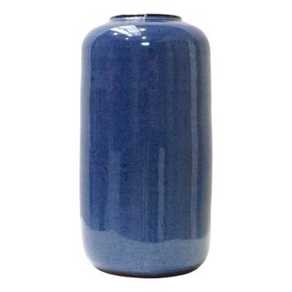 Vintage Blue-Glazed Cylindrical Vase by Roger Vandeweghe for Amphora, 1960s For Sale