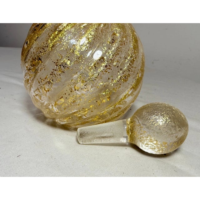 Vintage Hand Blown Italian Murano Venetian Gold Flek Glass Scent Perfume Bottle For Sale - Image 13 of 13