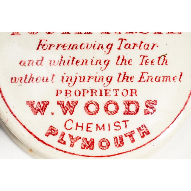 Neat Antique Victorian Woods Cherry Tooth Paste Pot Lidded Advertising Jar Plymouth England Home Decor For Sale - Image 4 of 9