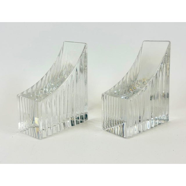 Mid-Century Modern Mid-Century Crystal Glass Bookends, 1970s, Set of 2 For Sale - Image 3 of 10