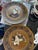 Kayser Sohn, Renaissance Figures – Pair of Decorative Inlaid Mother of Pearl and Tortoiseshell Corviniello Chargers 11 3/8", Dated 1884 For Sale - Image 10 of 17