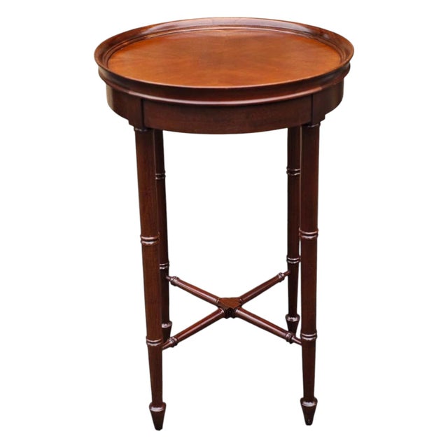 Hekman Furniture Stunning Pair of Vintage Hollywood Regency Bookmatched Cherry Accent Tables by Hekman Furniture For Sale - Image 4 of 11