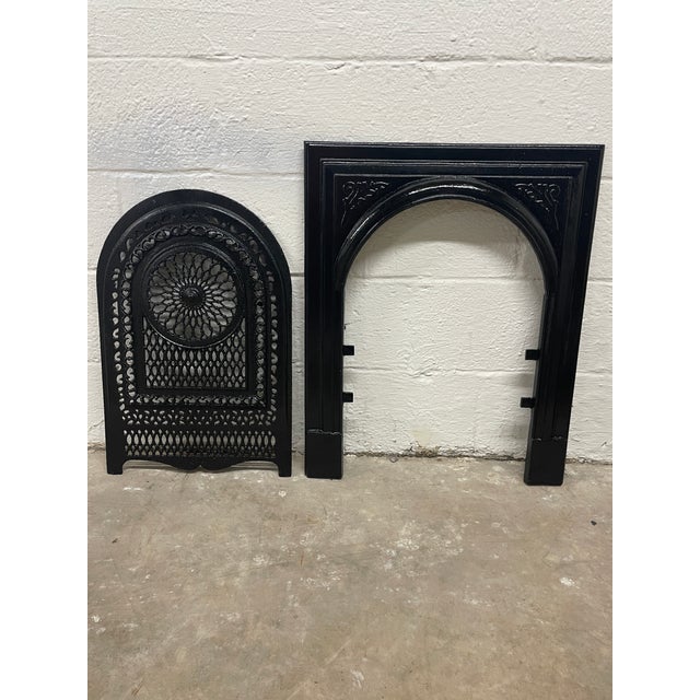 Beautiful design Wagon Wheel fireplace insert and surround - 19th Century Antique Cast Iron Fireplace Surround and Insert...