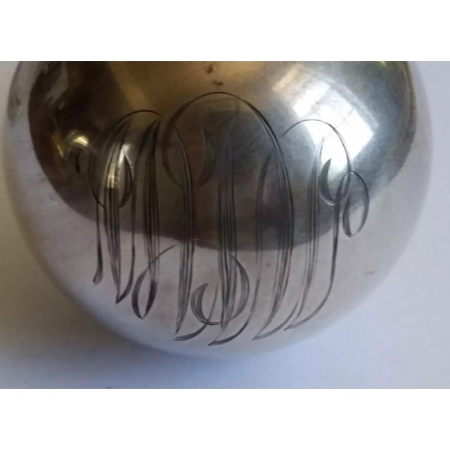 Transparent Vintage Sterling Silver Round Stopper Perfume Bottle W/ Clear Glass Twist Swirl For Sale - Image 8 of 10