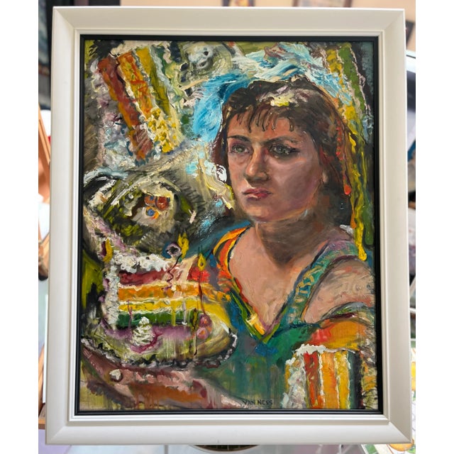 "Portrait of a Woman in Green", Original Abstract Oil Painting, by Van Ness For Sale In Saint Louis - Image 6 of 11