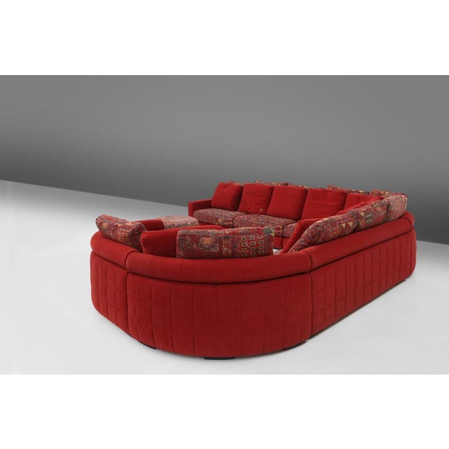 Red Modular Sofa in Red and Patterned Upholstery from Roche Bobois, France, 1980s For Sale - Image 8 of 18
