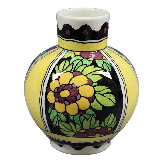 Art Deco Spinning-Top Vase in Polychrome Glazed Earthenware by Charles Catteau for Boch Frères Kéramis, 1921 For Sale