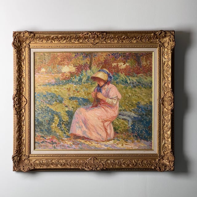 Wood Daniel Tixier, 1890s, Oil on Canvas & Pine For Sale - Image 7 of 9