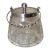 Antique Nickel Silver Plated Cut Crystal Floral Biscuit Cookie Jar Ice Bucket For Sale