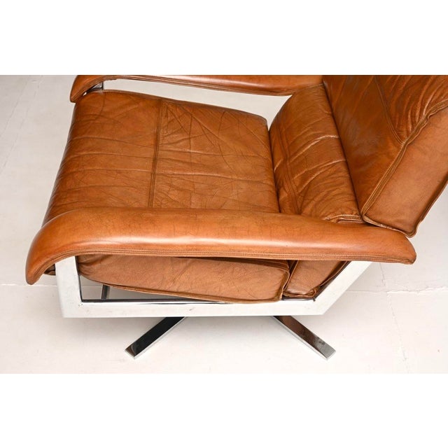 Vintage Leather and Chrome Swivel Armchair from Pieff, 1970 For Sale - Image 10 of 11