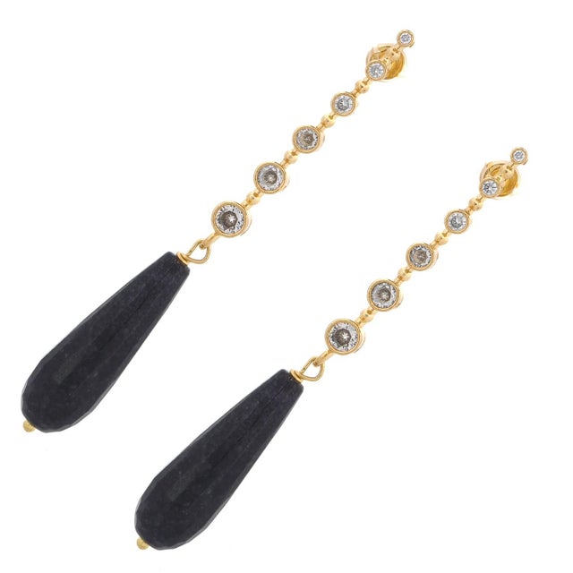 Asian Moonlit Spirit Sodalite Drop Earrings, A Pair For Sale - Image 3 of 8