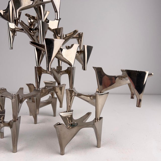 Vintage Brutalist Candlestick Elements by Hammonia Motard, Germany, 1960s, Set of 17 For Sale - Image 7 of 8