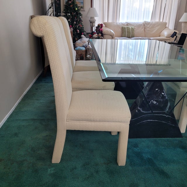 Glass 1980s Postmodern Glass Top Double Triangle Base Dining Table For Sale - Image 7 of 10