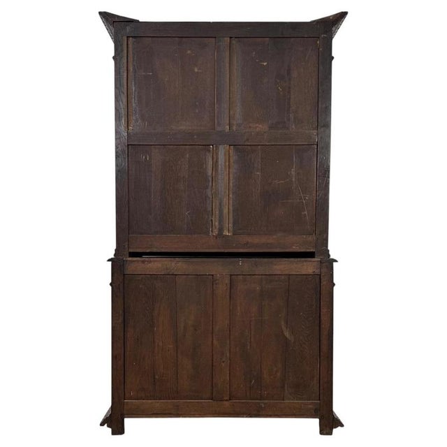 19th Century Antique English Renaissance Revival Oak Bookcase For Sale - Image 11 of 14