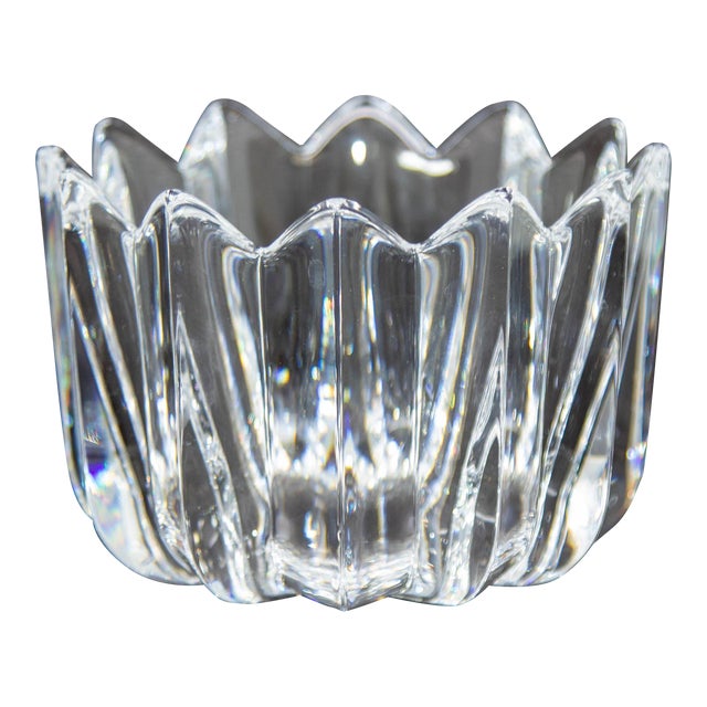 Orrefors Crystal Fleur Crown Bowl by Jan Johansen Sweden 1970s For Sale