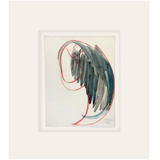 Mid-Century Modern Vintage Abstract Form #3 in Mixed Media on Paper With Mat, Signed by European Artist Dreys, 1954 For Sale