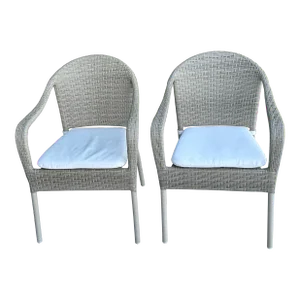 Frontgate Curved Back Stacking Outdoor Dining Chairs - Set of 2