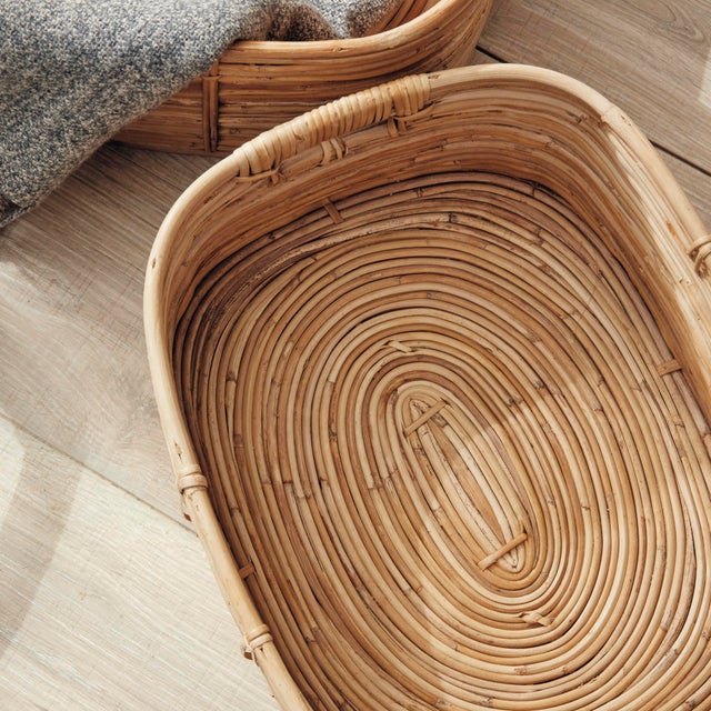 Early 21st Century Cane Rattan Rectangular Baskets, Set Of 3 For Sale - Image 5 of 6