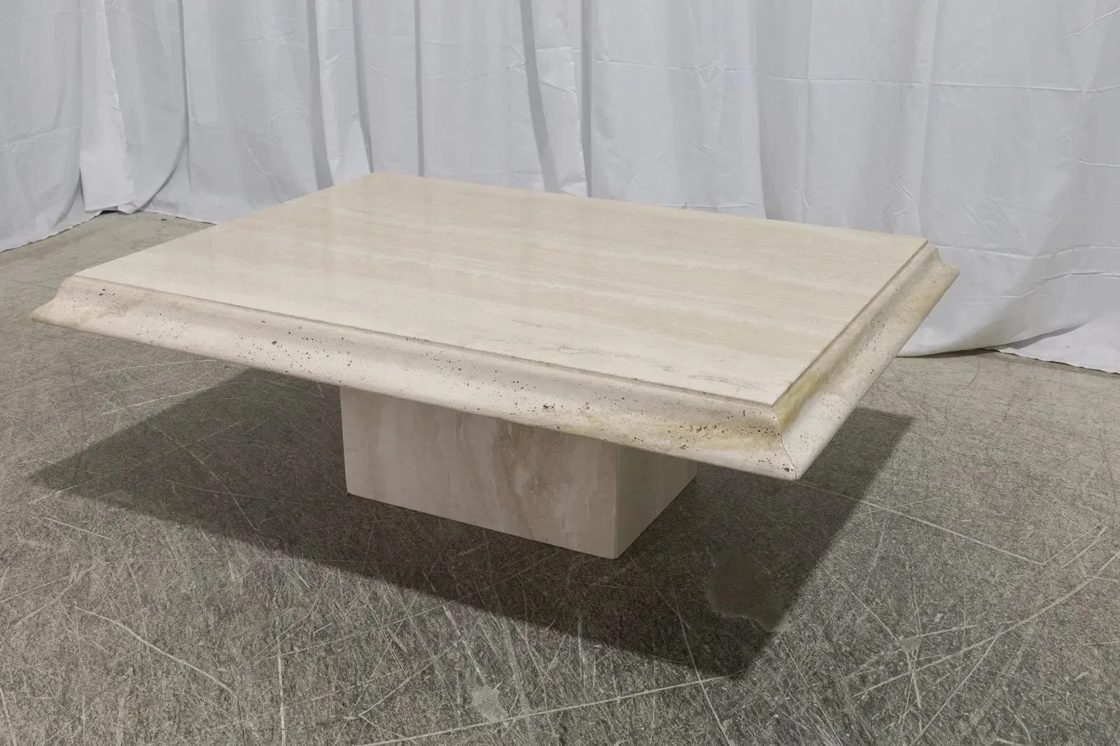 Large Vintage Italian Travertine Coffee Table | Chairish
