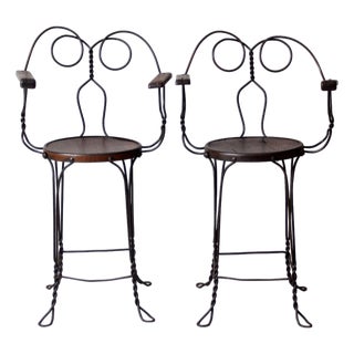 Antique a.h. Andrews Wire Ice Cream Parlor Bar Stools For Sale