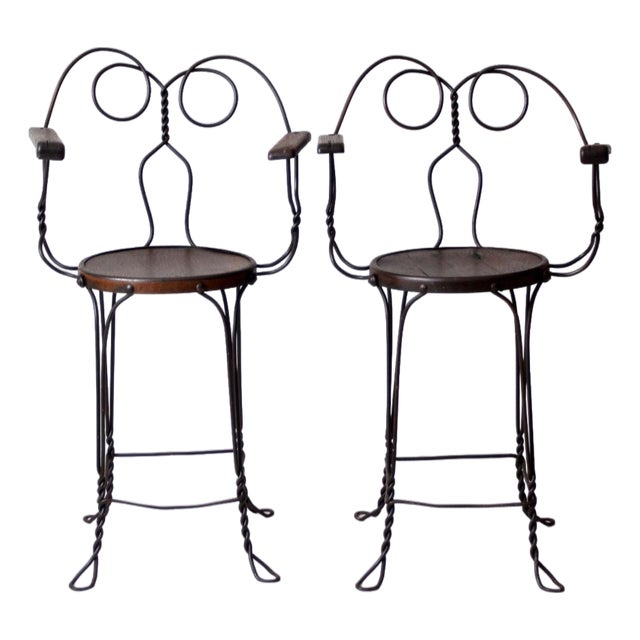 Antique a.h. Andrews Wire Ice Cream Parlor Bar Stools For Sale