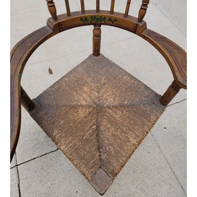 Brown 19Thc Original Paint Decorated Writing Arm Windsor Chair For Sale - Image 8 of 10