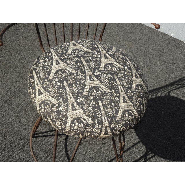 Vintage Mid Century Rustic Black Metal Vanity Side Chair For Sale - Image 9 of 12