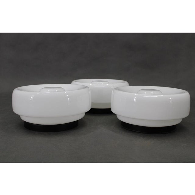 Mid-Century Black Flush Mount Lights, 1970s, Set of 3 For Sale - Image 3 of 13