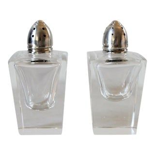 Vintage Glass & Sterling Silver Salt & Pepper Shakers For Sale