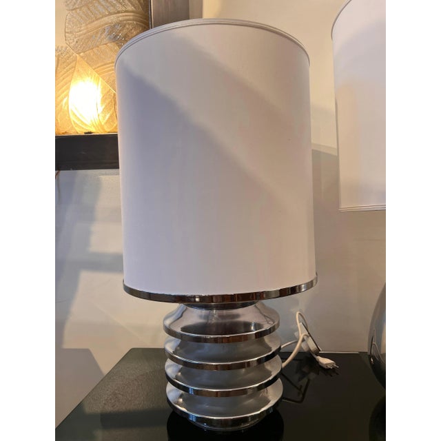 Chromed Steel Cylinder Lampshade Table Lamp, 1970s For Sale - Image 4 of 5