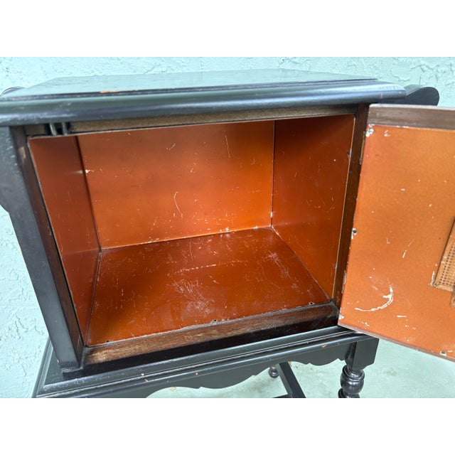 1920s James A. Cole “Mastermade” Black Wooden Humidor Cabinet With Copper-Lined Interior For Sale - Image 10 of 12