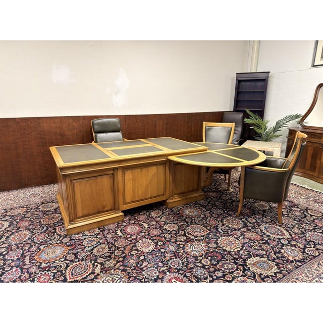 English Desk Set with Conference Table, Set of 4 For Sale - Image 3 of 18