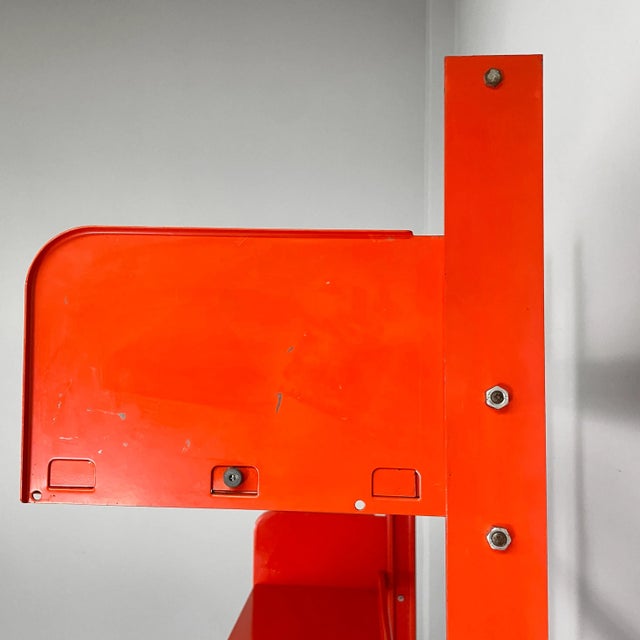 Metal Industrial Modern Italian Orange Metal Bookcase Congresso by Lips Vago, 1970s For Sale - Image 7 of 18