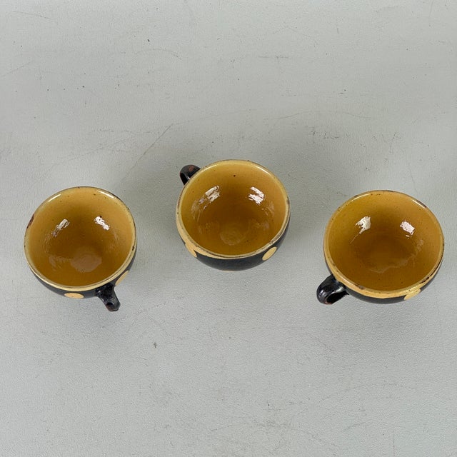 Late 19th Century 19th Century French Polkadot Demitasse Cups & Saucers Set of 3 - 6 pcs For Sale - Image 5 of 10
