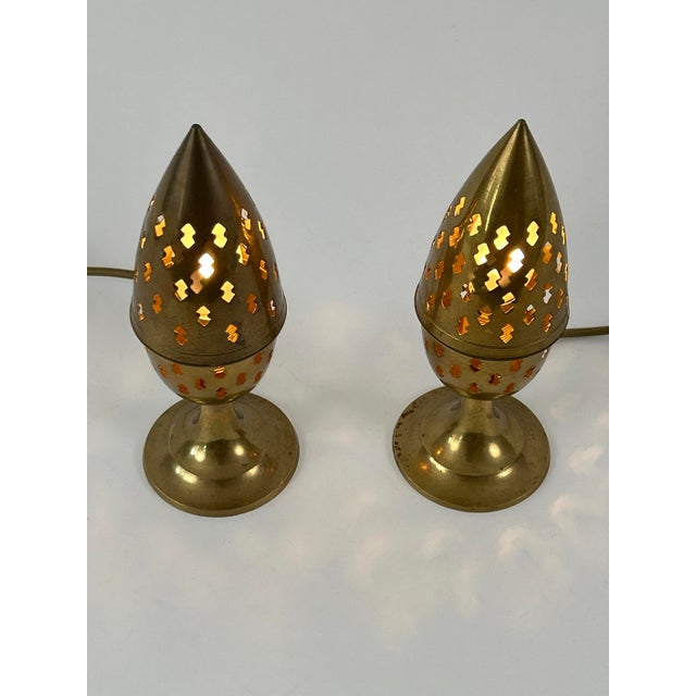 Perforated Brass Bedside Table Lamps, Sweden, 1960s, Set of 2 For Sale - Image 6 of 18