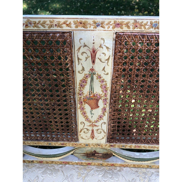 Wood Late 19th Century Antique Adams Style Handprinted and Caned Bench For Sale - Image 7 of 11