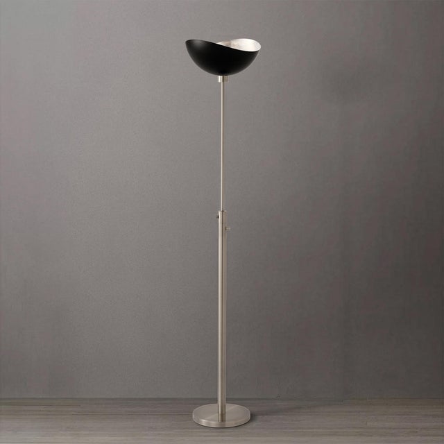 Nova Modern Luna Bella Torchiere Floor Lamp 70" H - Matte Black/Silver Shade, Satin Nickel Body, Modern Design, Dimmable, Bulb Included For Sale - Image 4 of 7
