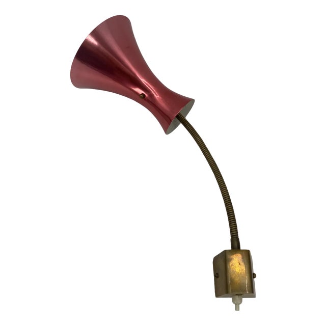 Vintage German Wall Lamp with Metallic Pink Screen, 1950 For Sale