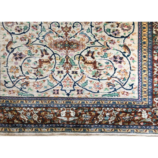 Ivory Vintage Persian Tabriz Rug For Sale - Image 8 of 16