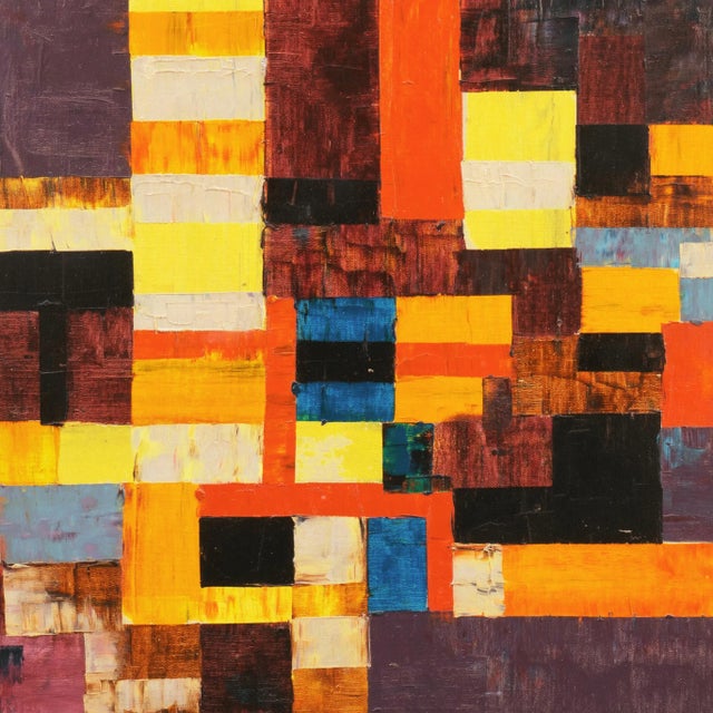 Textile Abstract in Coral and Aubergine For Sale - Image 7 of 11