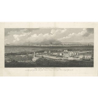 Pugh, City View of London and Westminster with Battleships, 1804, Print For Sale