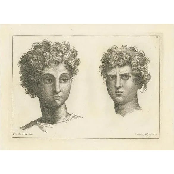 Pigné, Curly Gaze: The Expressive Study, 1740, Engraving For Sale - Image 6 of 6