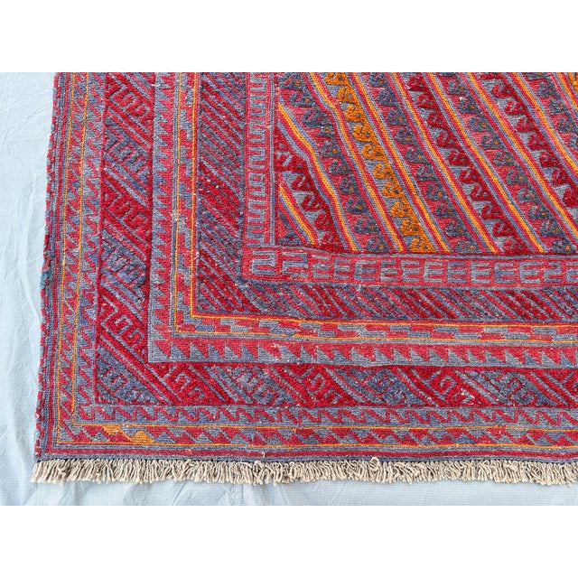 2000 - 2009 Multicolor Mushwani Hand-Woven Kilim Rug - 7'1" X 9'2" For Sale - Image 5 of 10