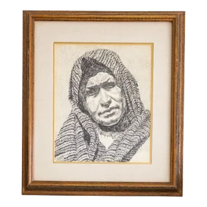 Early 20th Century Pen and Ink Portrait by Texas Artist Weldon Amerine