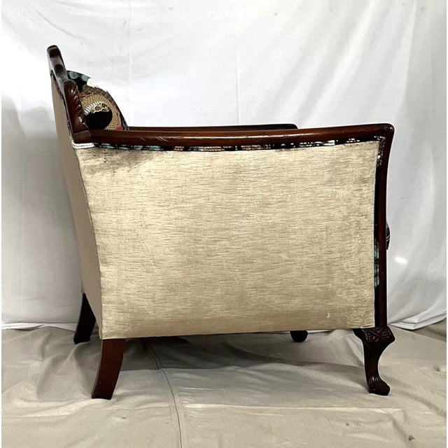1920 Art Nouveau Newly Reupholstered Chinoiserie Club Chair For Sale - Image 4 of 8
