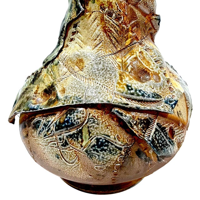 American Extra Large Brutalist Studio Pottery Vase by Erik Omundson - Circa 1990's For Sale - Image 3 of 12
