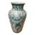 Vintage Green and White Chinoiserie Style Floral Ceramic Vase For Sale