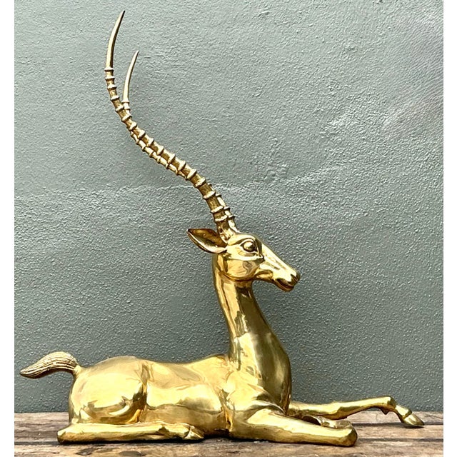 Vintage Monumental Brass Gazelle For Sale In West Palm - Image 6 of 12