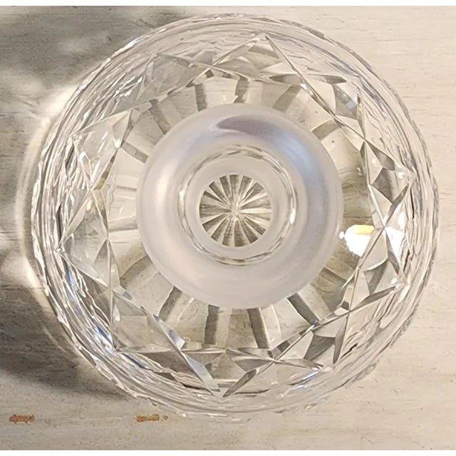 Mid-Century Modern Vintage Cut Crystal Perfume Bottle With Stopper Diamond Faceted Waterford Style For Sale - Image 3 of 8